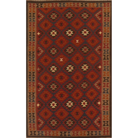 Multi-Color Kilim Oriental Area Rug Hand-Woven Wool Carpet - 6'9" x 10'2"