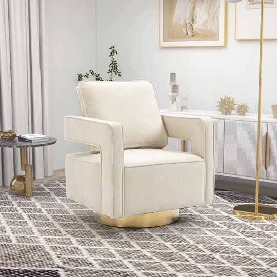 Swivel Club Chair Leisure Arm Chair For Lounge With Gold Base