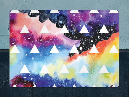 Triangles Chair Mat, Blue Vinyl Floor Pink Protective Watercolor Splat Office Decor, Flooring, Gift Idea, Splash Mat