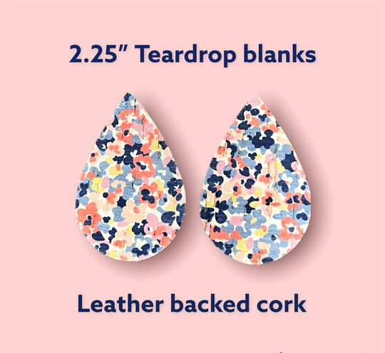 Colorful Wildflower Abstract Petal Teardrop Earring Blanks, Wholesale Diy Pendants Supplies, Pre Cut Earrings, Flowers Tear Drops