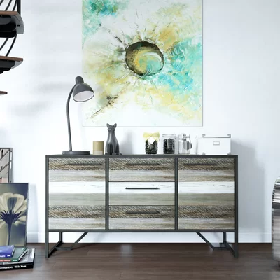 Beal 59'' Wide 3 Drawer Acacia Wood Sideboard