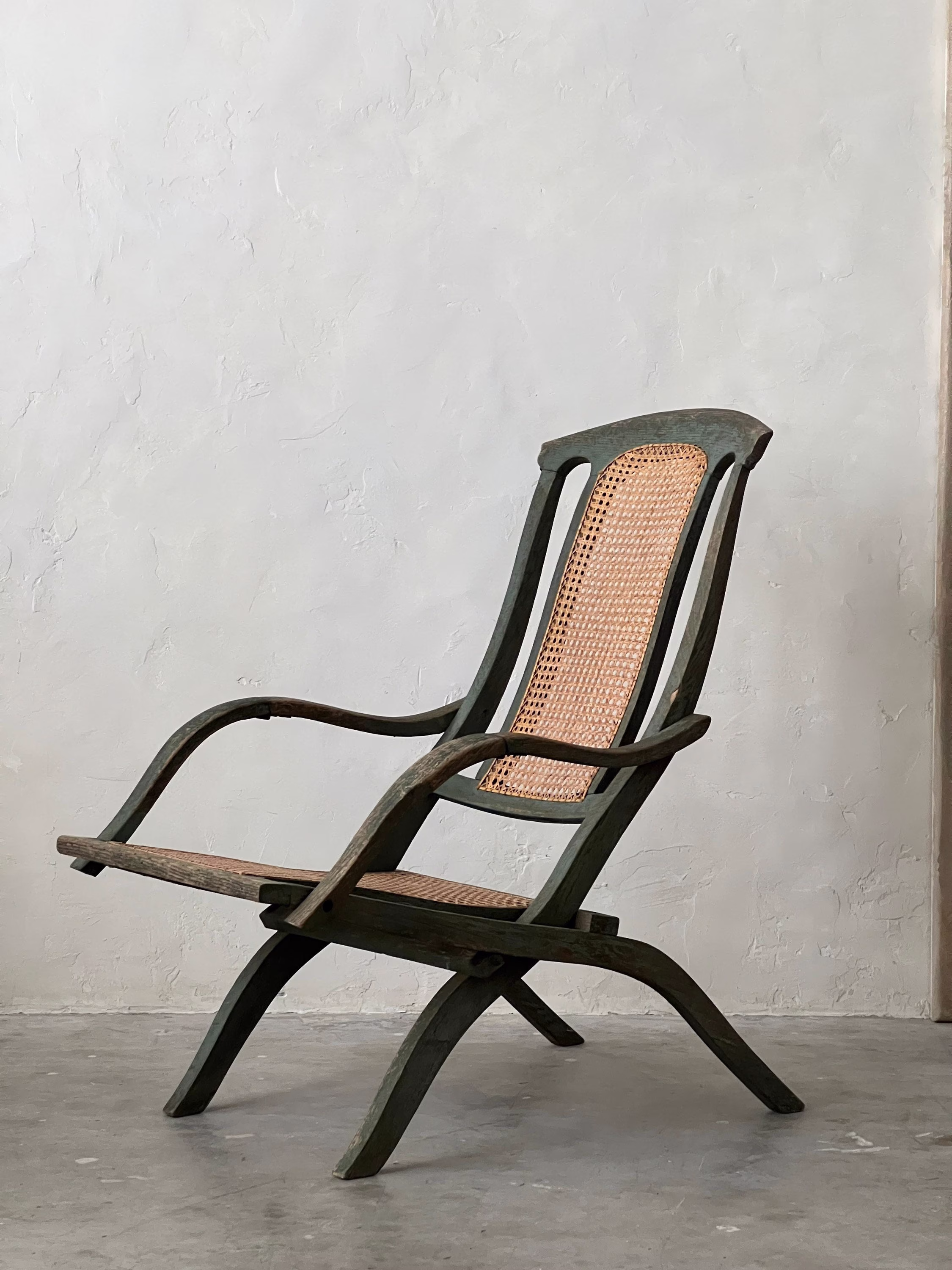 Victorian Cane Folding Lounge Chair