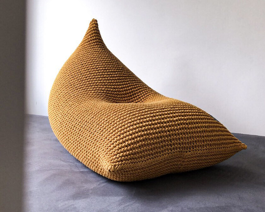 Knitted Bean Bag Chair, Adult Home Office Furniture, Lounger, Pouffe, Scandinavian Furniture