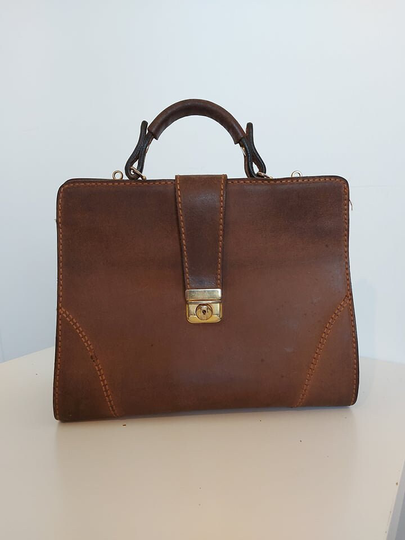 Vintage Leather Handbag Maroquinerie Mode De Paris/Brown Bag
