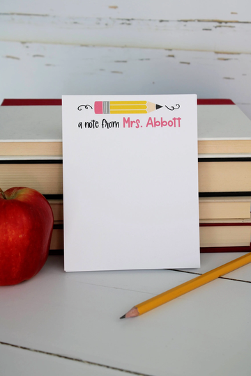 Gifts For Teachers, Personalized Teacher Notepad, Christmas Gift Gift, Style Pencil Pink