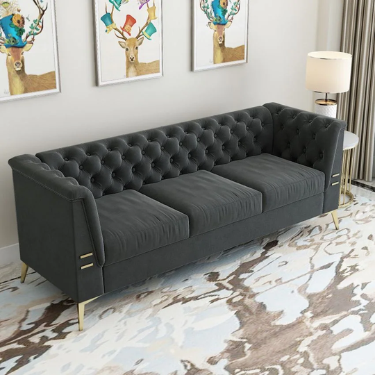 82.67INCH Velvet Flared Arm Sofa 3 Seat Sofa for Living Room