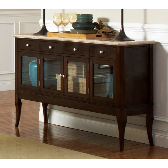 Madaleine Cherry Finish Marble Veneer Top Sideboard by Greyson Living