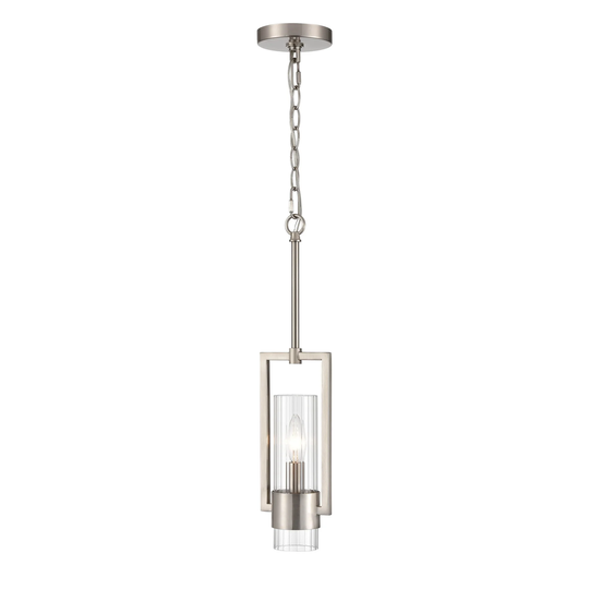 Millennium Lighting Caberton 1 Light Pendant in Brushed Nickel with Clear Beveled Glass Shades