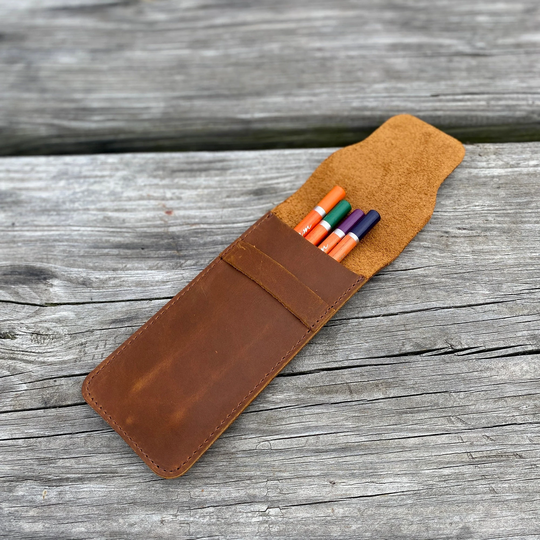 Handmade Leather Pen Holder Pencil Case, Pouch, Fountain Holder, Gift For Artist, Sleeve