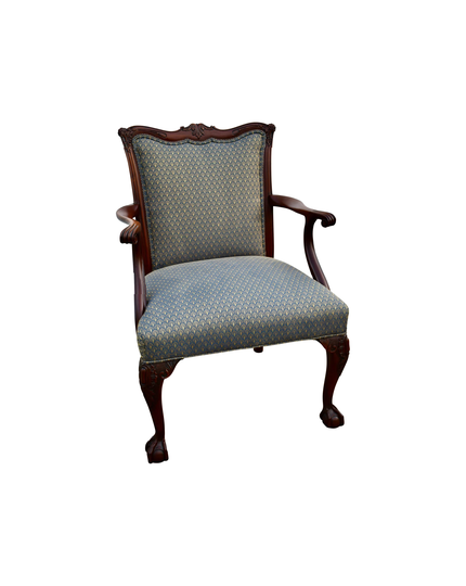 Vintage Carved Mahogany Chippendale Style Accent Chair