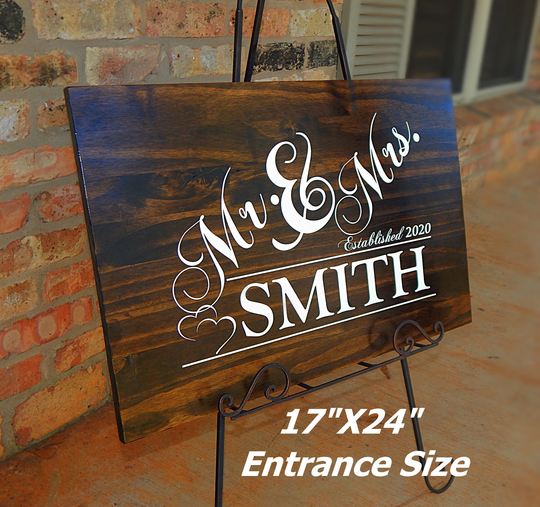 Mr & Mrs Customized With Your Last Name | Custom Signs For Wedding Established Sign Plus Last Name Great Anniversary Gift