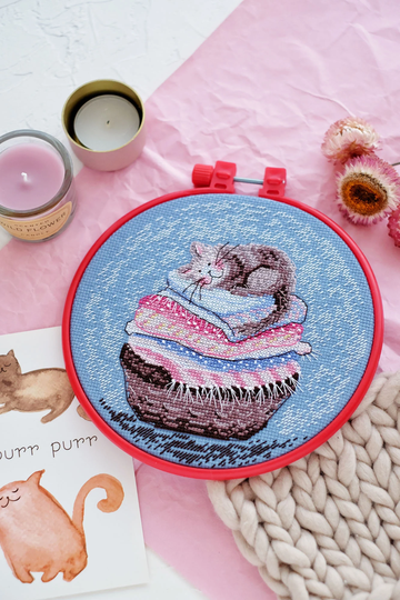 Embroidery Kit For Beginners, Cute Owls Pattern, Counted Cross Stitch Kit, Welcome Decor Art in Hoop, Abris4