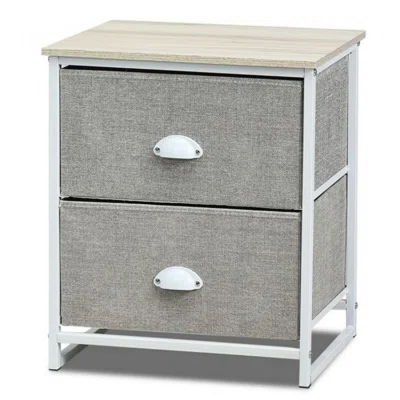 Metal Frame Nightstand Side Table Storage With 2 Drawers