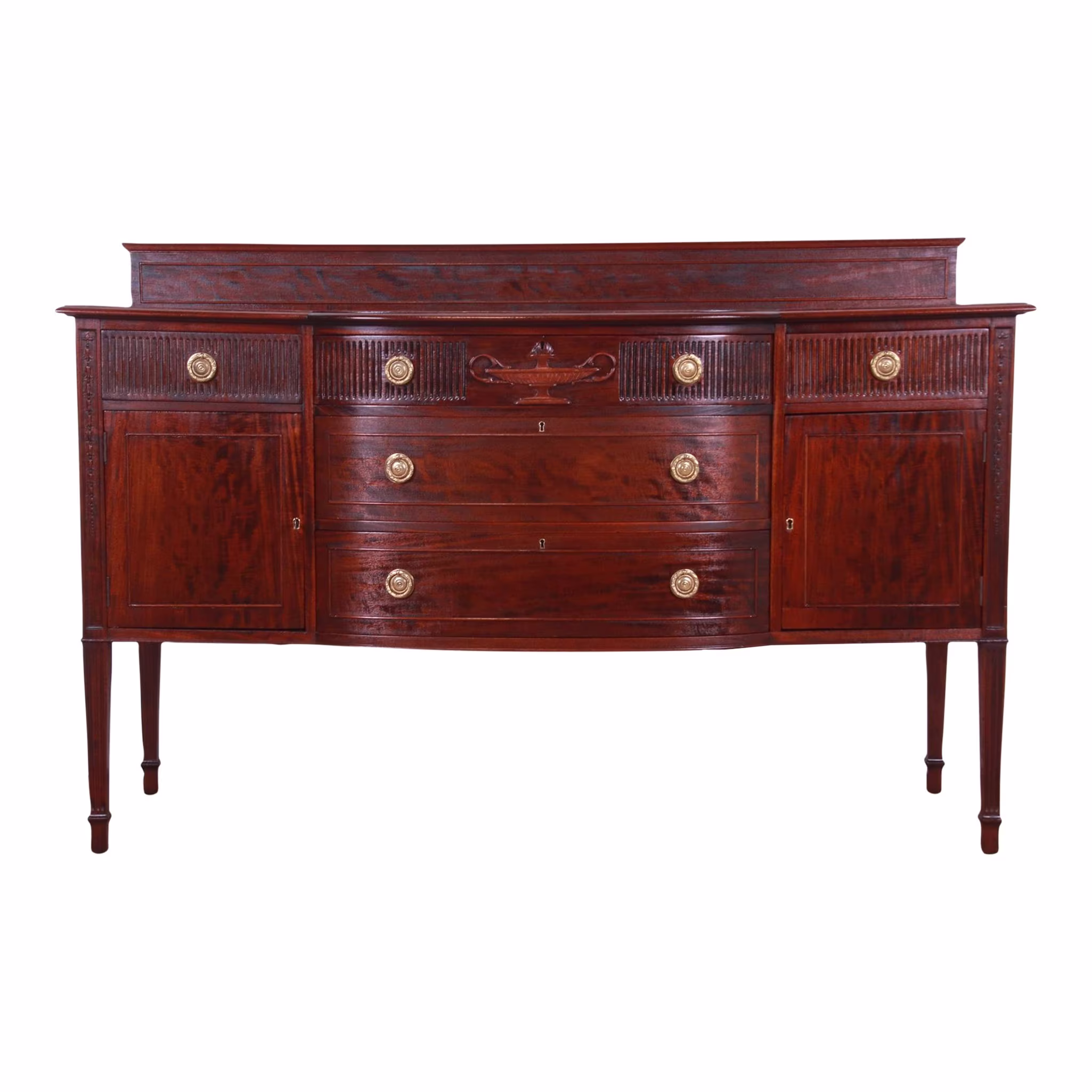 Antique French Regency Louis Xvi Style Carved Mahogany Sideboard Or Bar Cabinet, Newly Refinished