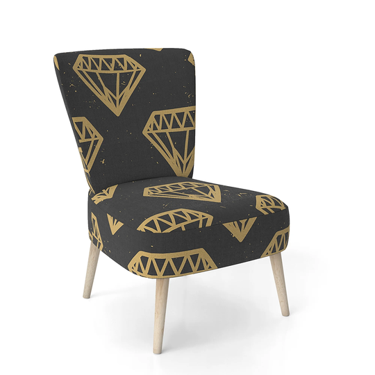 Designart 'Vintage Golden Diamonds' Upholstered Mid-Century Accent Chair