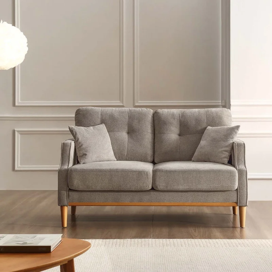 EYIW Loveseats 2 Seater Sofa with 2 Pillows for Primary Living Space, Waterproof Fabric Sofa with USB Charge Port and Wood Legs