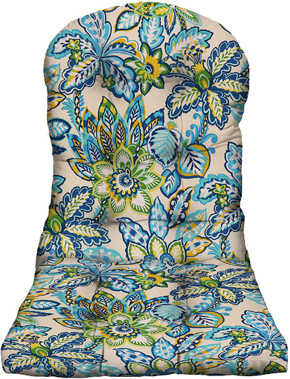 Rsh Decor Tufted Adirondack Chair Cushion Outdoor, Copeland Caribe Blue Green Yellow Jacobean Floral