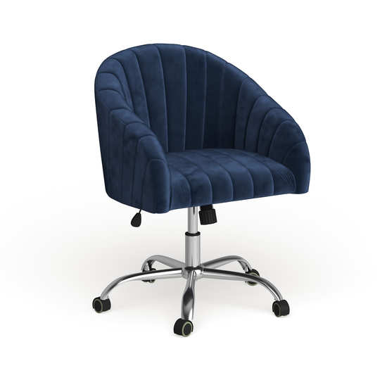 SAFAVIEH Themis Velvet Chrome Leg Swivel Office Chair - 24" x 22" x 32.3"
