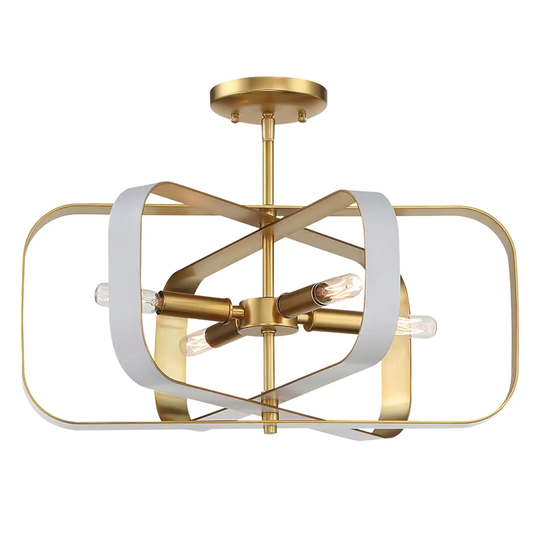Aureum -4 Light Semi Flush by Minka Lavery - Matte White W/ Honey Gold