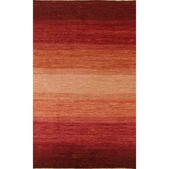 Multi-Colored Modern Gabbeh Area Rug Hand-knotted Wool Carpet - 6'7" x 9'7"