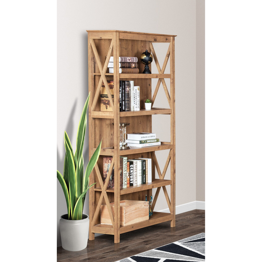 Austin 5 Tier Bookcase, Rustic Brown