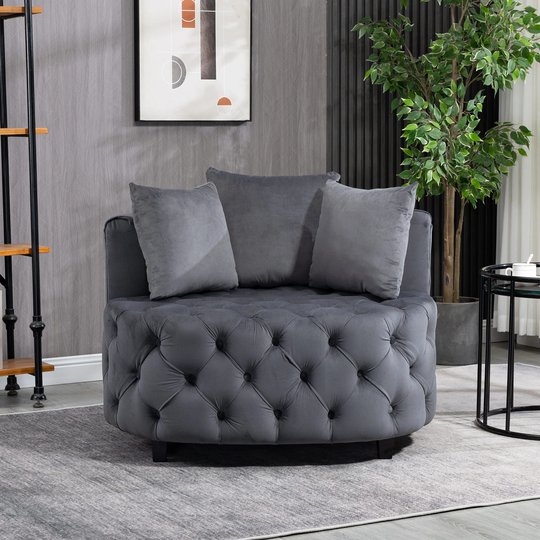 Leisure Sofa Chair Thickened Velvet Upholstered Single Sofa Modern Accent Chair Classical Barrel Chair for Living Room