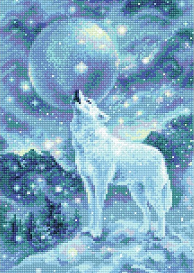 Diy Riolis Diamond Mosaic Ice Cold Wind Winter Wolf Facet Bead Picture Craft Kit