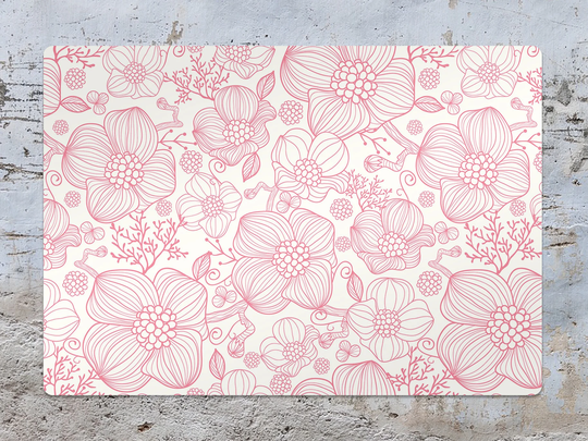 Field Flowers Chair Mat, Pink Splat White Vinyl Floor Floral Protective Pvc Office Room Rug, Kids Decor