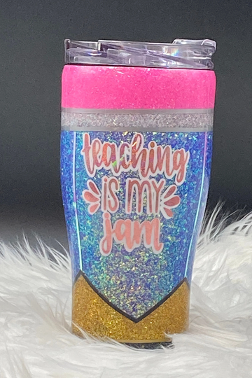 Teaching Is My Jam Teacher Tumbler, Pencil Glitter Appreciation Gift