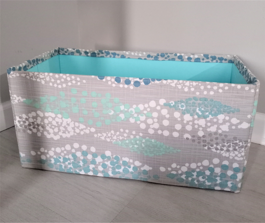 Gray & Turquoise Storage Bin in Your Custom Size