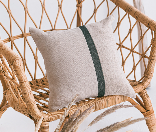 Color Block Pillow Cover, Neutral Color Linen Case, Black Cushion Zippered Pillowcase, Decorative