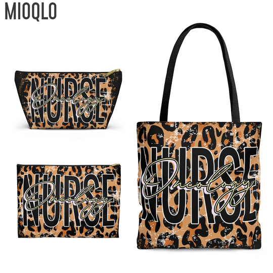 Nurse Oncology Tote Bag, Leopard Makeup, Pencil Case, Accessory Pouch