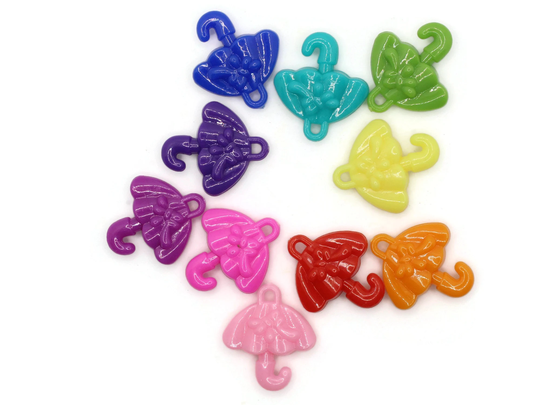 10 Umbrella Charms Multi-Color Mixed Color Plastic Rainy Day Jewelry Making Beading Supplies Smileyboy Bubble Gum Charm