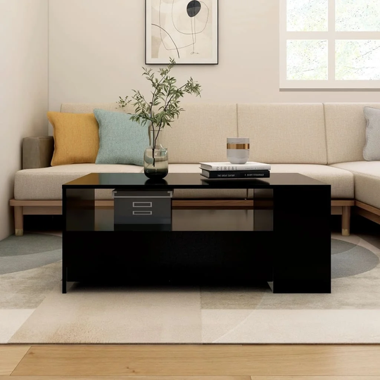 Coffee Table Black 40.2"x21.7"x16.5" Engineered Wood
