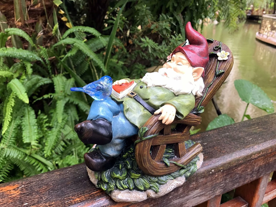 Led Solar Powered Gnome Sleeping Chair Garden Light Decor Outdoor