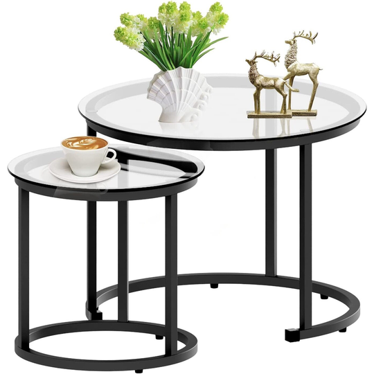 aboxoo Coffee Table Nesting - White (Set of 2)