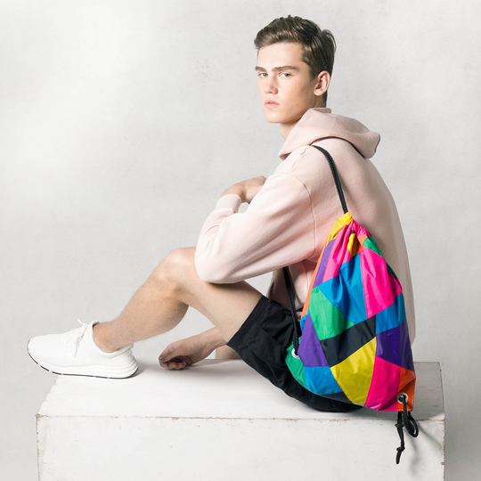 Geometric Patchwork Colorful Drawstring Waterproof Backpack, Free Shipping