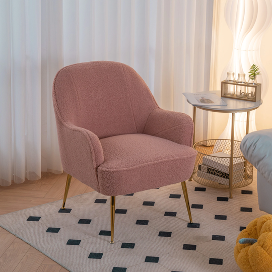 Modern Soft Teddy fabric Accent Chair With Adjustable Legs