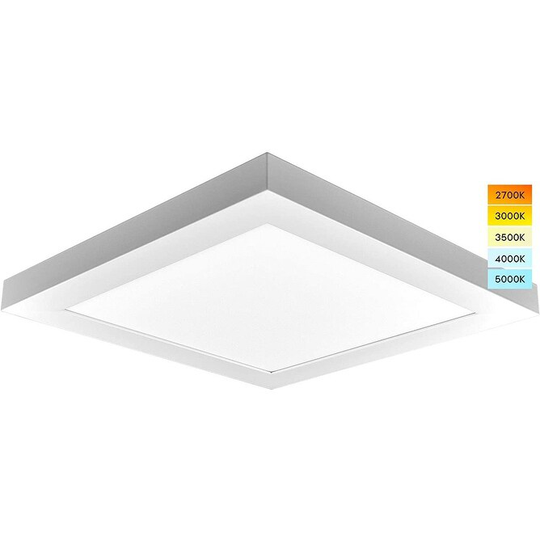 Luxrite 1x1 FT LED Panel Flush Mount Lights, 18W Edge-Lit, 5 Color Options, 1500 Lumens, Damp Rated, UL Listed