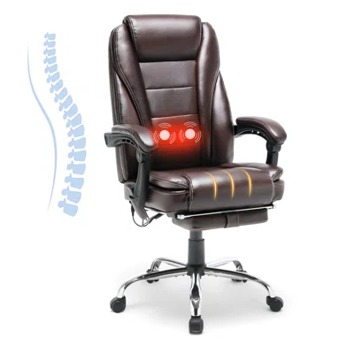 Elianagrace Reclining Office Chair with Massage, Heating, Ergonomic Office Chair with Foot Rest