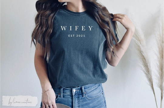Wifey Comfort Colors Shirt, Est 2021 Wife Crewneck, 2021, Married