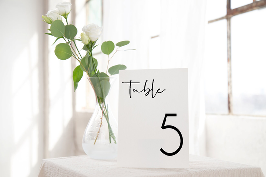 Wedding Table Numbers/Rustic Elegance Black & White Number Decor Printed