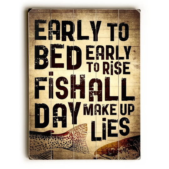 Early to Bed - Planked Wood Wall Decor by Mainline Art- Dallas Drotz - Multi-Color