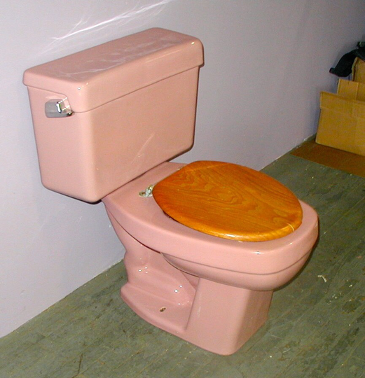 Bright Pink Rose Color Vintage Toilet By Eljer Bathroom With Rectangular Bowl