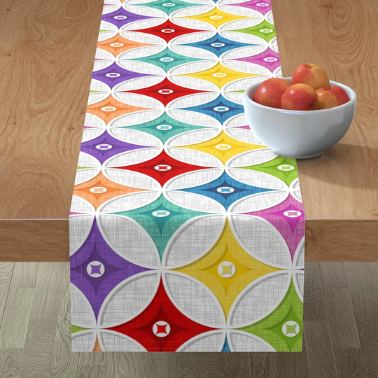 Mid Century Modern Table Runner - Palm Springs Rainbow By Wickedrefined Bright Retro Atomic Era Cotton Sateen Spoonflower