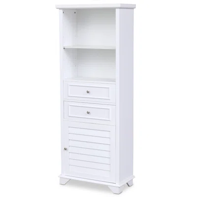 Arthelia Storage Floor Cabinet, Wooden Freestanding Bathroom Cabinet With 2 Drawers, Side Storage Cabinet With Adjustable Shelf For Bathroom, Living R