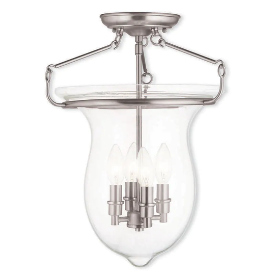 Livex Lighting Canterbury 4-Light Polished Nickel Ceiling Mount - Silver
