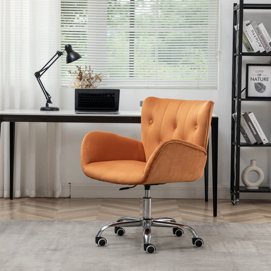 Velvet Office Chair with Wheels, Adjustable Height Swivel