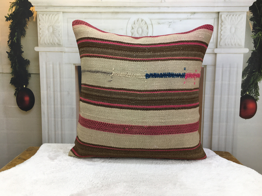 Sofa Pillow, Aztec Kilim 24x24 Cushion, Pillow Cover, Bedding Decor Boho Handmade 1973