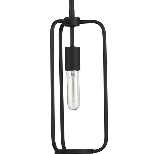 Bonn Collection One-Light Matte Black Farmhouse Pendant Light - 9.750" x 18.500" x 9.750"
